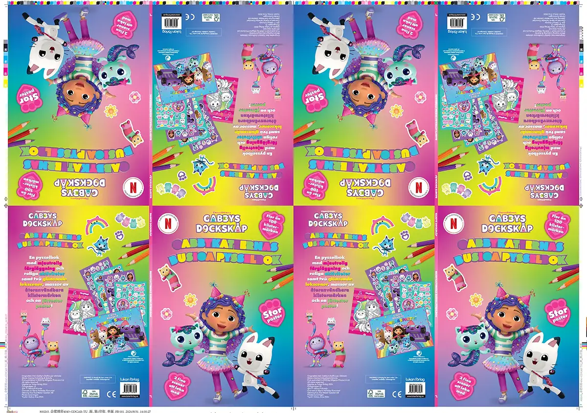 Gabby cover production layout with barcode and control marks