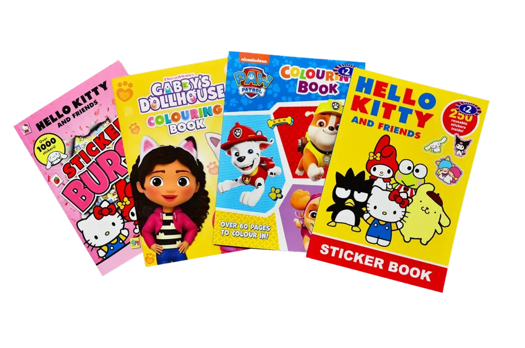 Selection of children’s coloring and sticker books printed by Xin An Printing